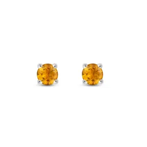 9ct White Gold Citrine 3mm Claw Set Stud Earrings 0.19ct