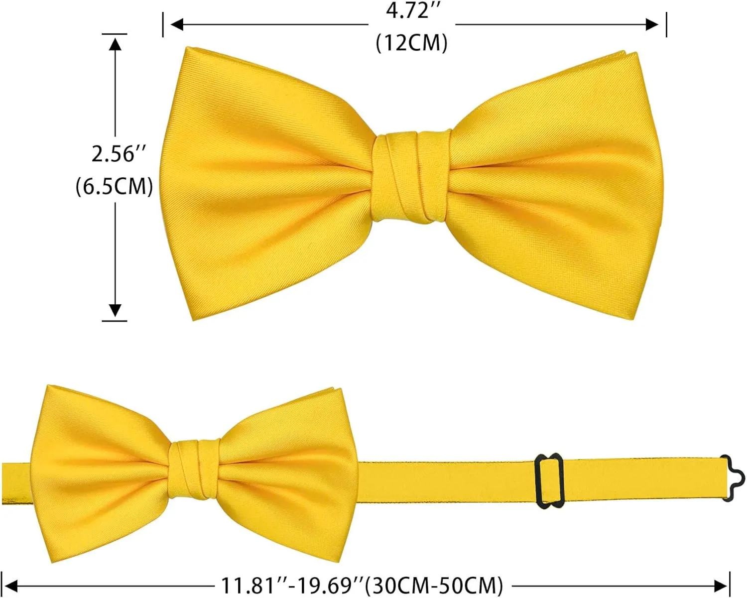 Adjustable Bow Ties for Men, Classic Solid Color Pre-Tied Bowties with Gift Box for Mens Wedding Party