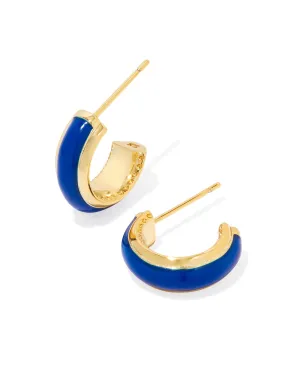Ainsley Huggie Earring in Gold Blue Enamel