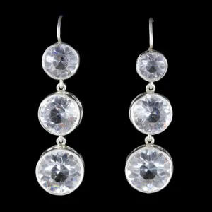 Antique Edwardian Drop Earrings Silver Paste Circa 1915