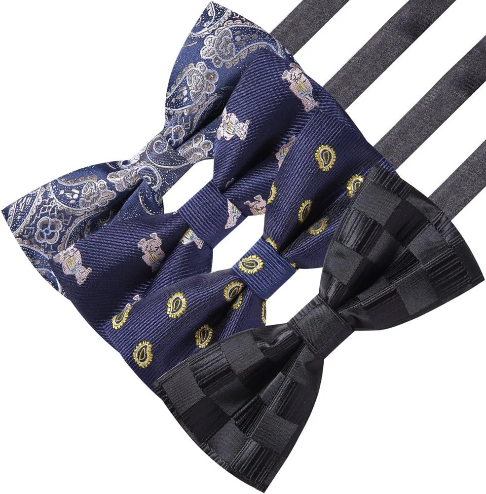 AUSKY 8 PACKS Elegant Adjustable Pre-tied Bow Ties for Men Boys (1&4&5&6&8 Pack for option)