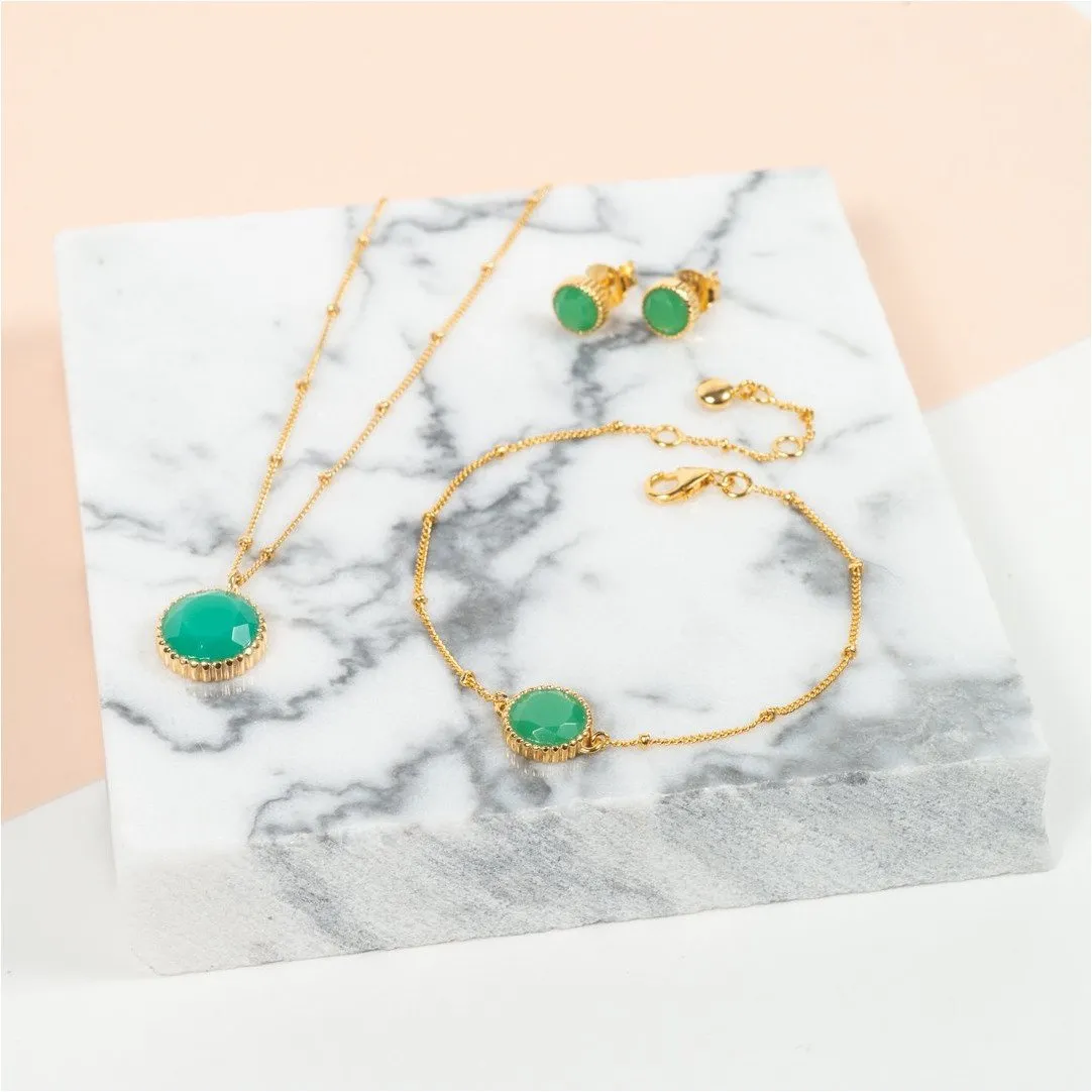 Barcelona May Chrysoprase Birthstone Stud Earrings
