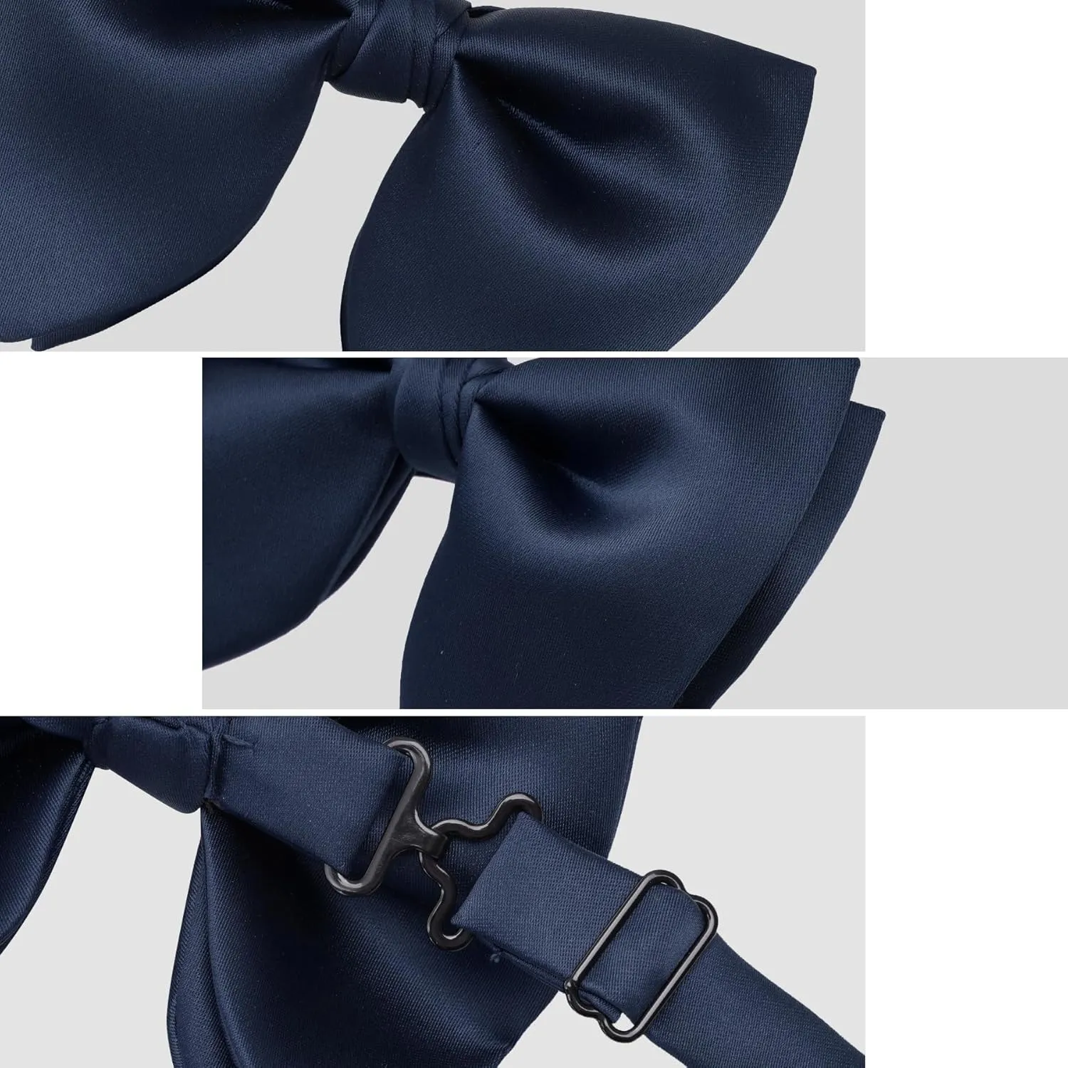 Bow Tie for Men Classic Solid Color Satin Big Bow Tie Adjustable Neck Bowtie for Men Wedding Party