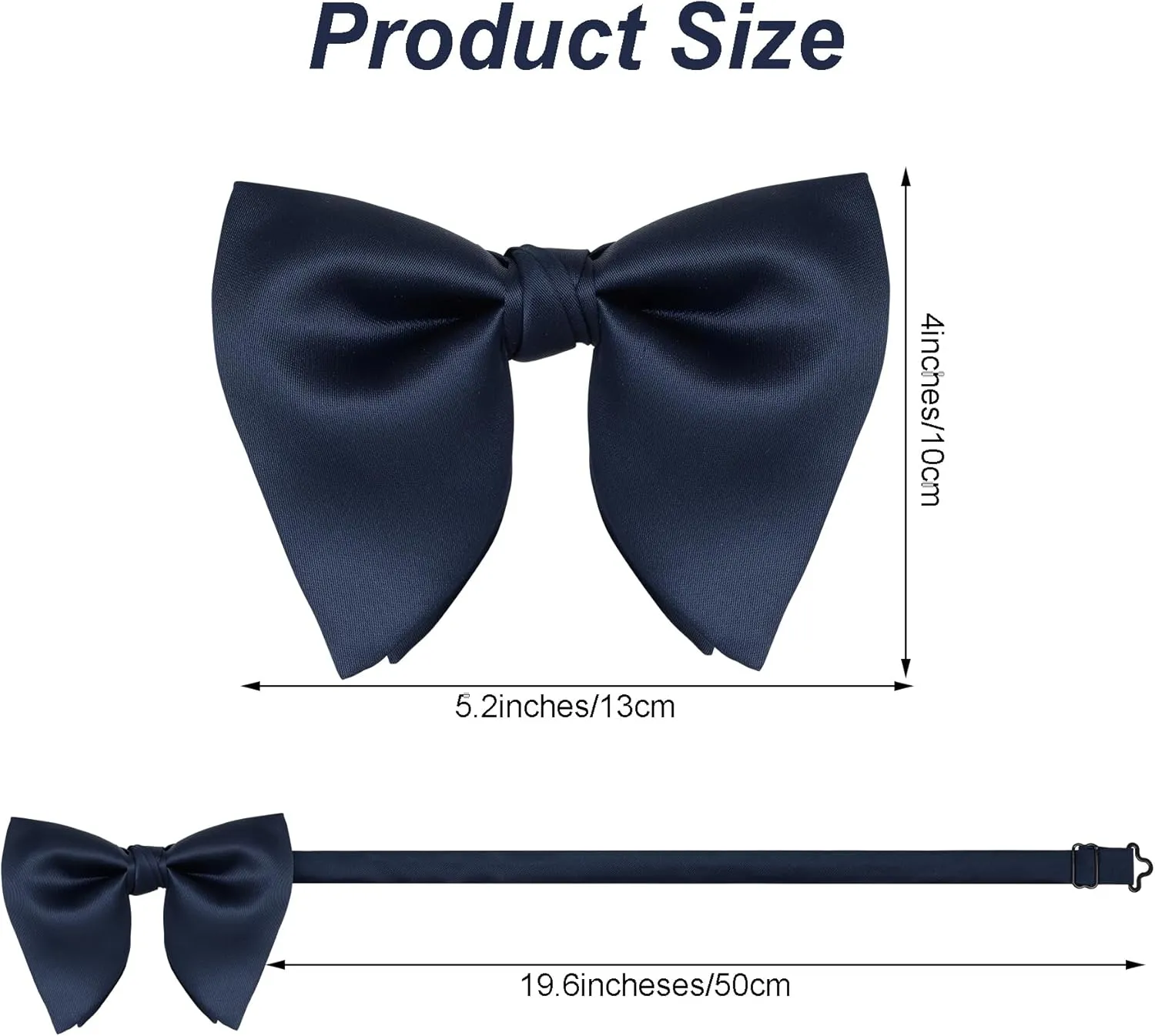 Bow Tie for Men Classic Solid Color Satin Big Bow Tie Adjustable Neck Bowtie for Men Wedding Party