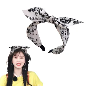 Bowknot Headband Bandana Hair Bands Boho Head Bands for Women's Hair Non Slip Knotted Bow Headband for Women White Boho Headbands Pretied Head Wraps for Women Halloween Party Hair Accessories