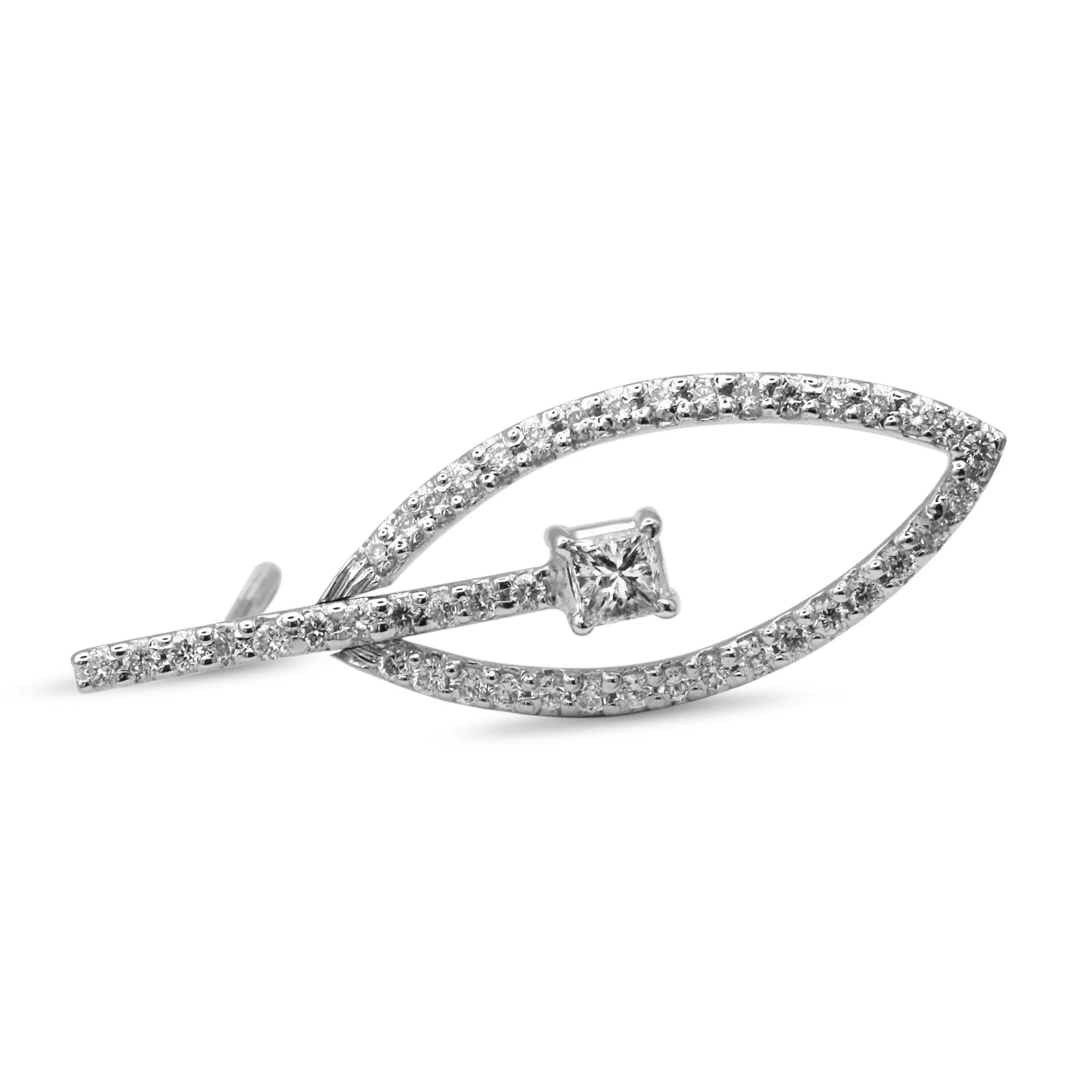Brilliant & Princess Cut Diamond Drop Earrings - 18ct White Gold