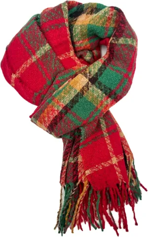 Christmas Red Green Plaid Scarf, Faux Cashmere Tartan, Soft Large Winter Warm Long Fashion Scarf for Women Girls, 71'' x 25''