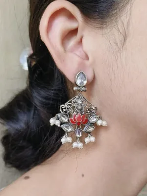 Clustered Pearl Oxidised Silver Earrings | Sarichka
