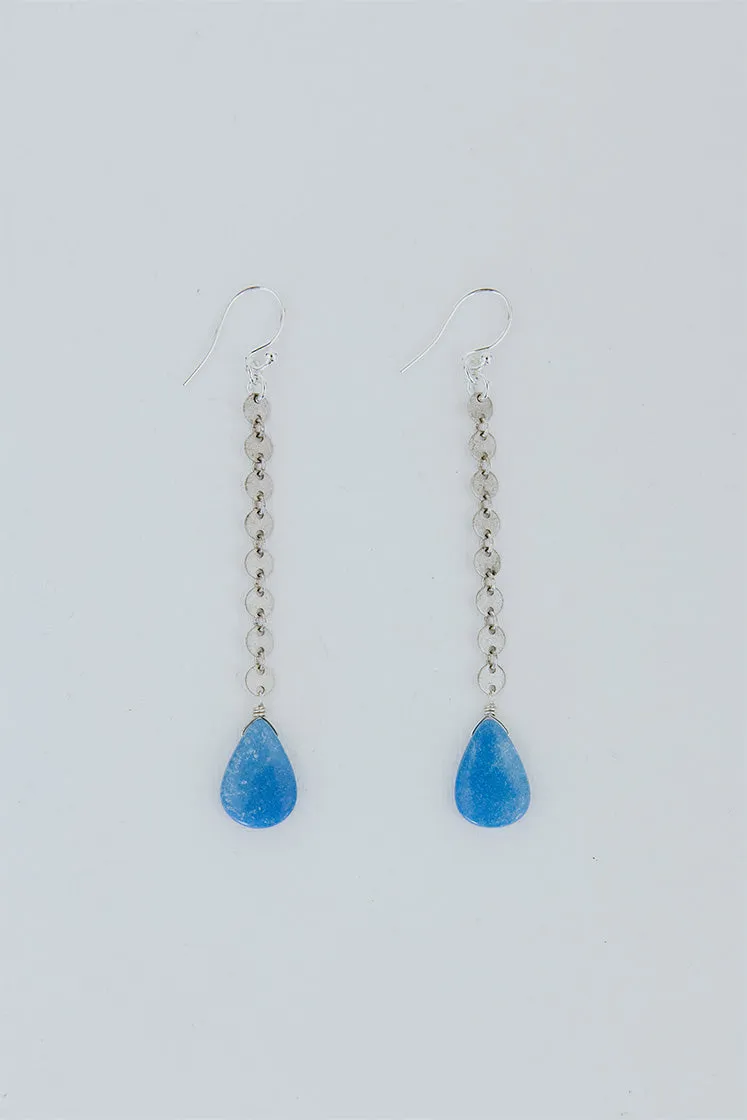 Drop Disc Chain Earrings - Ceruleite