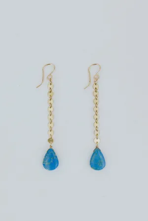Drop Disc Chain Earrings - Ceruleite