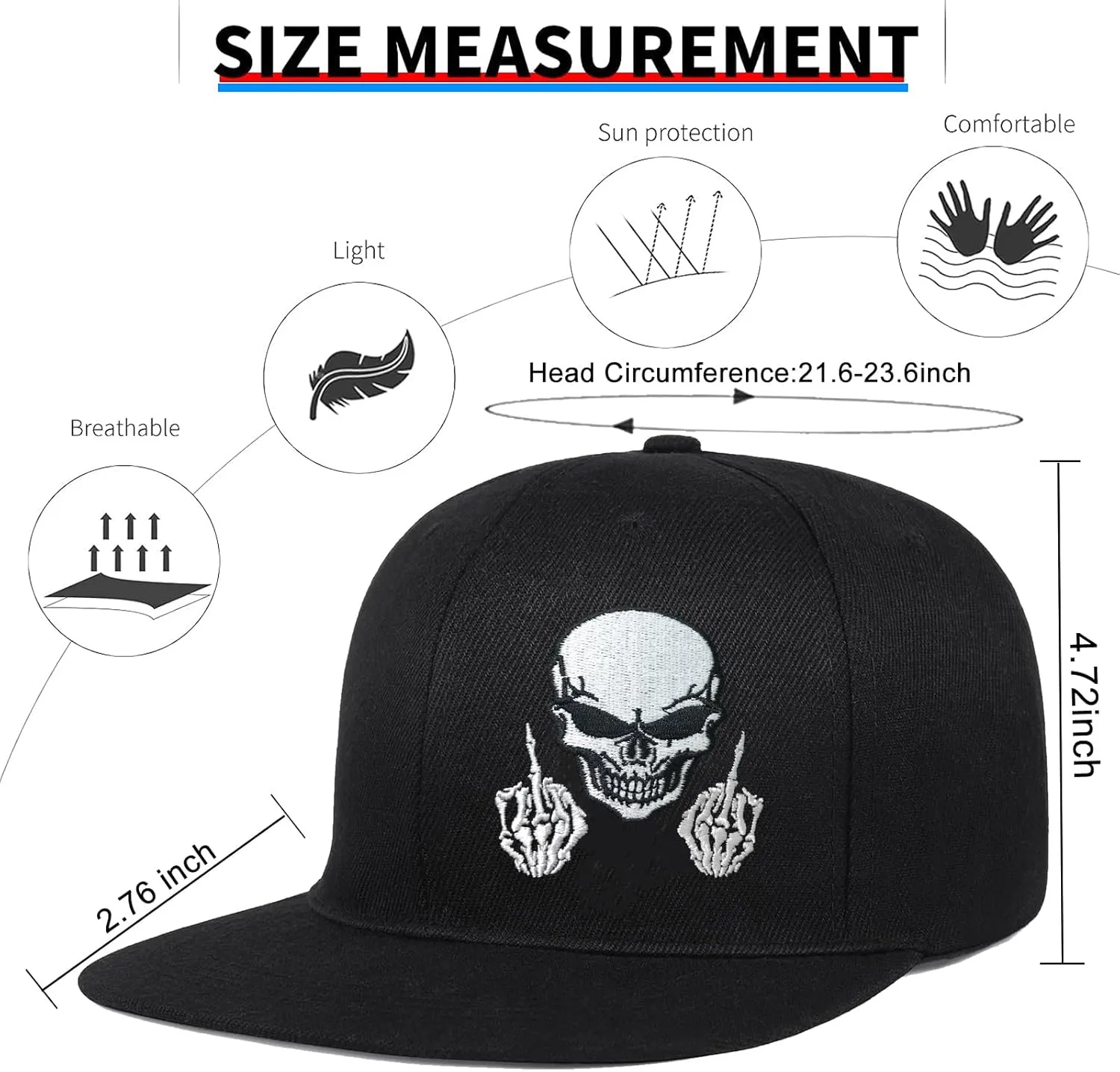 Embroidery Flat Bill Hats for Men Flat Brim Snapback Hats for Men Snap Back Mens Trucker Golf Hat