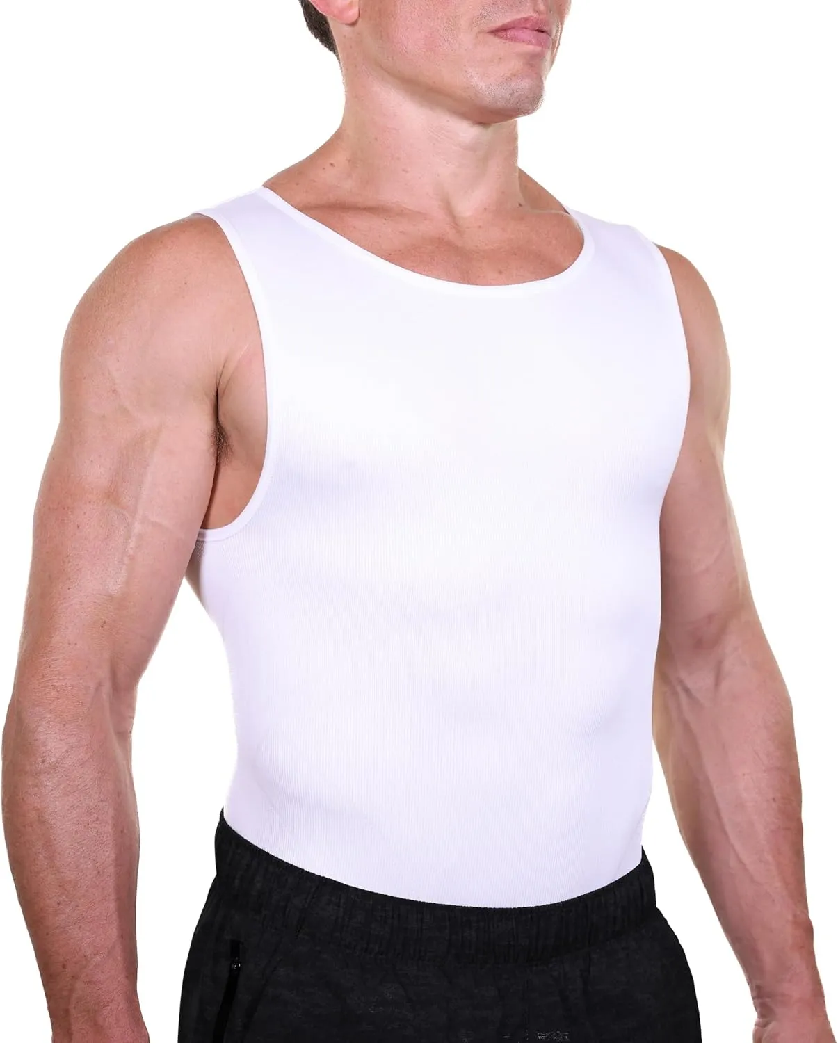 Esteem Apparel EliteSlim Men's Compression Shirt to Hide Gynecomastia Moobs Abs Chest Stomach Slimming Shapewear