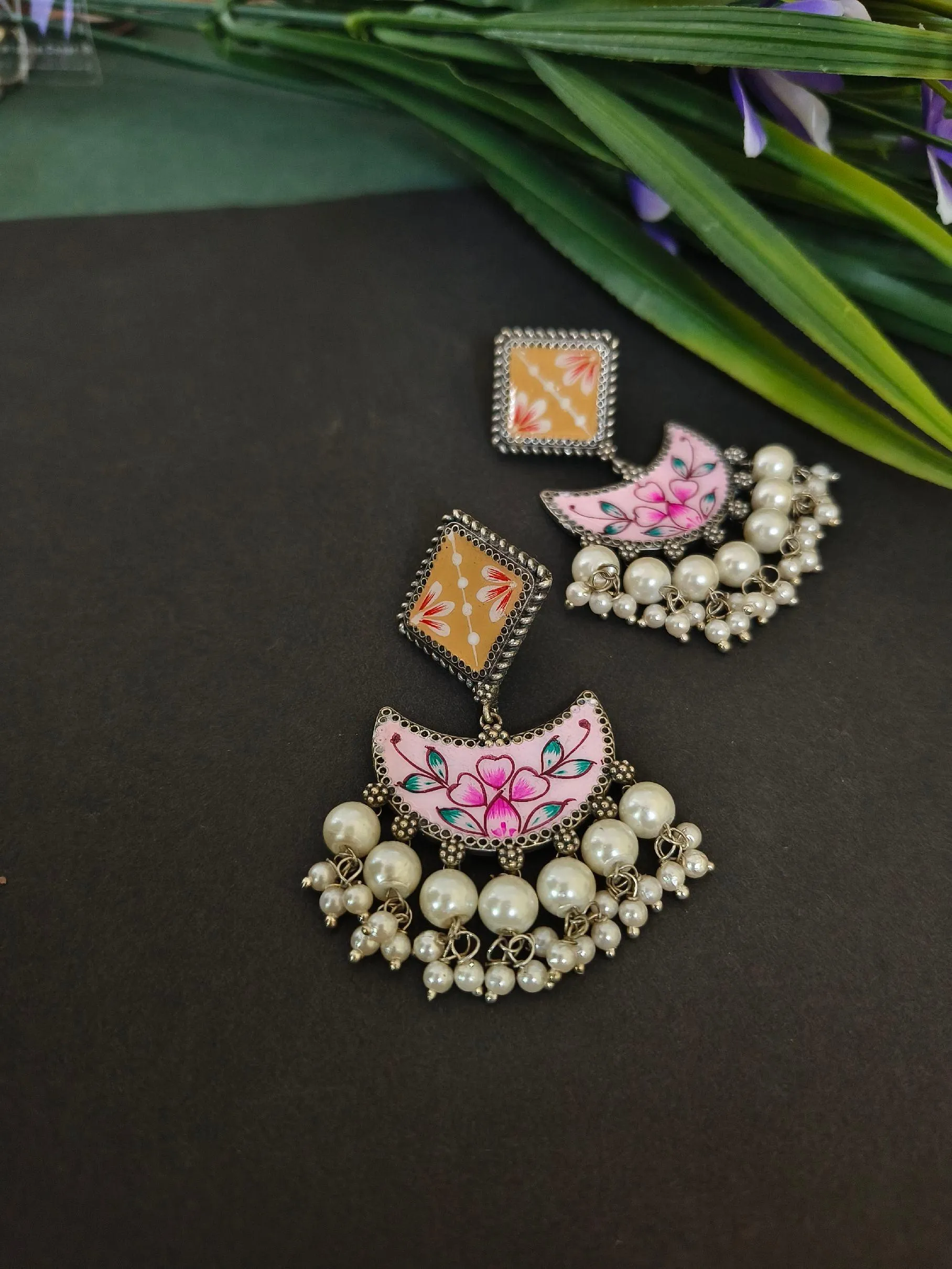 Hand-painted Oxidised Jewellery Earrings | Sarichka