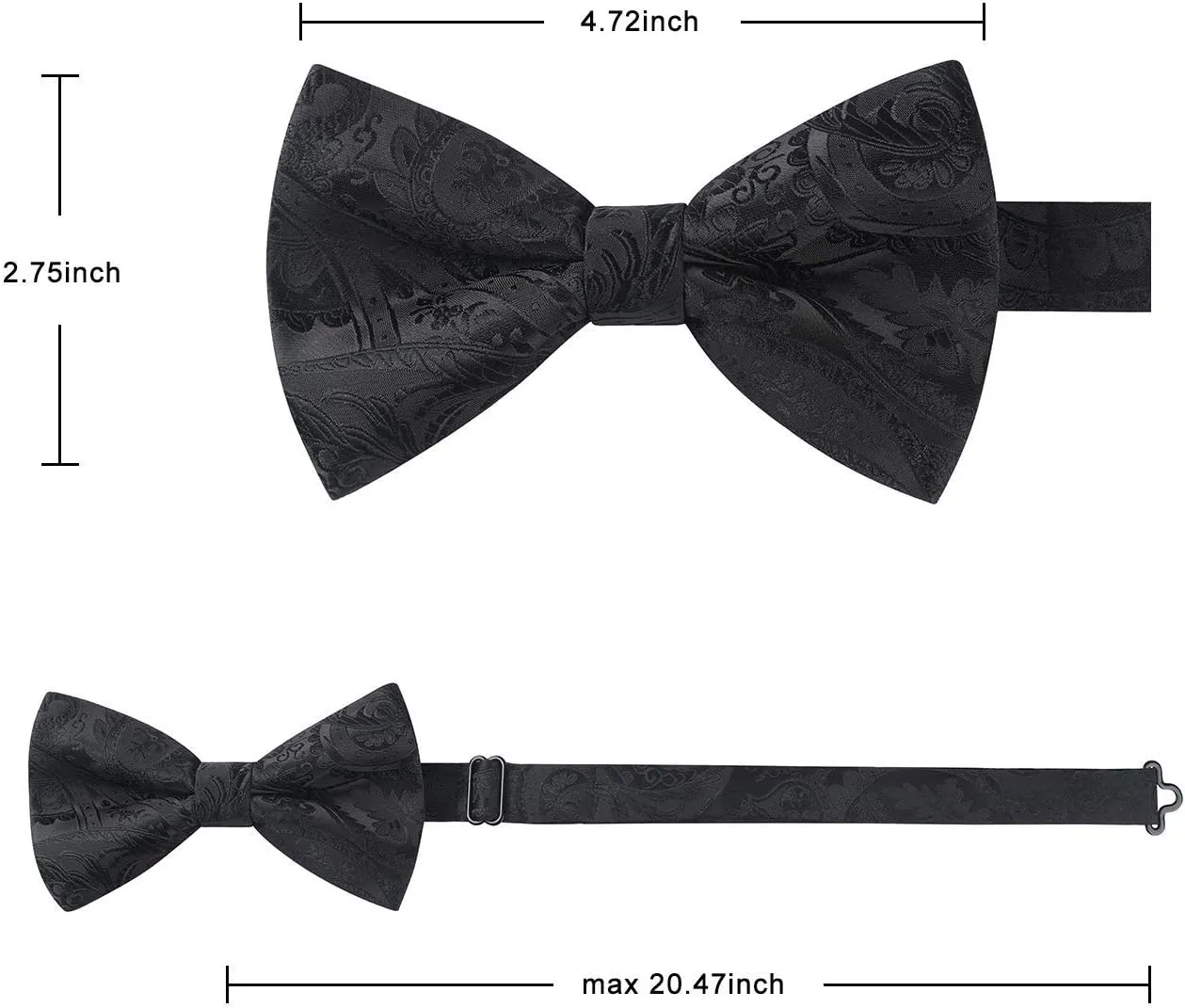 HISDERN Bow Ties for Men Pretied Bow Tie Set Paisley Classic Bowties and Pocket Square Cufflinks Set for Wedding Party