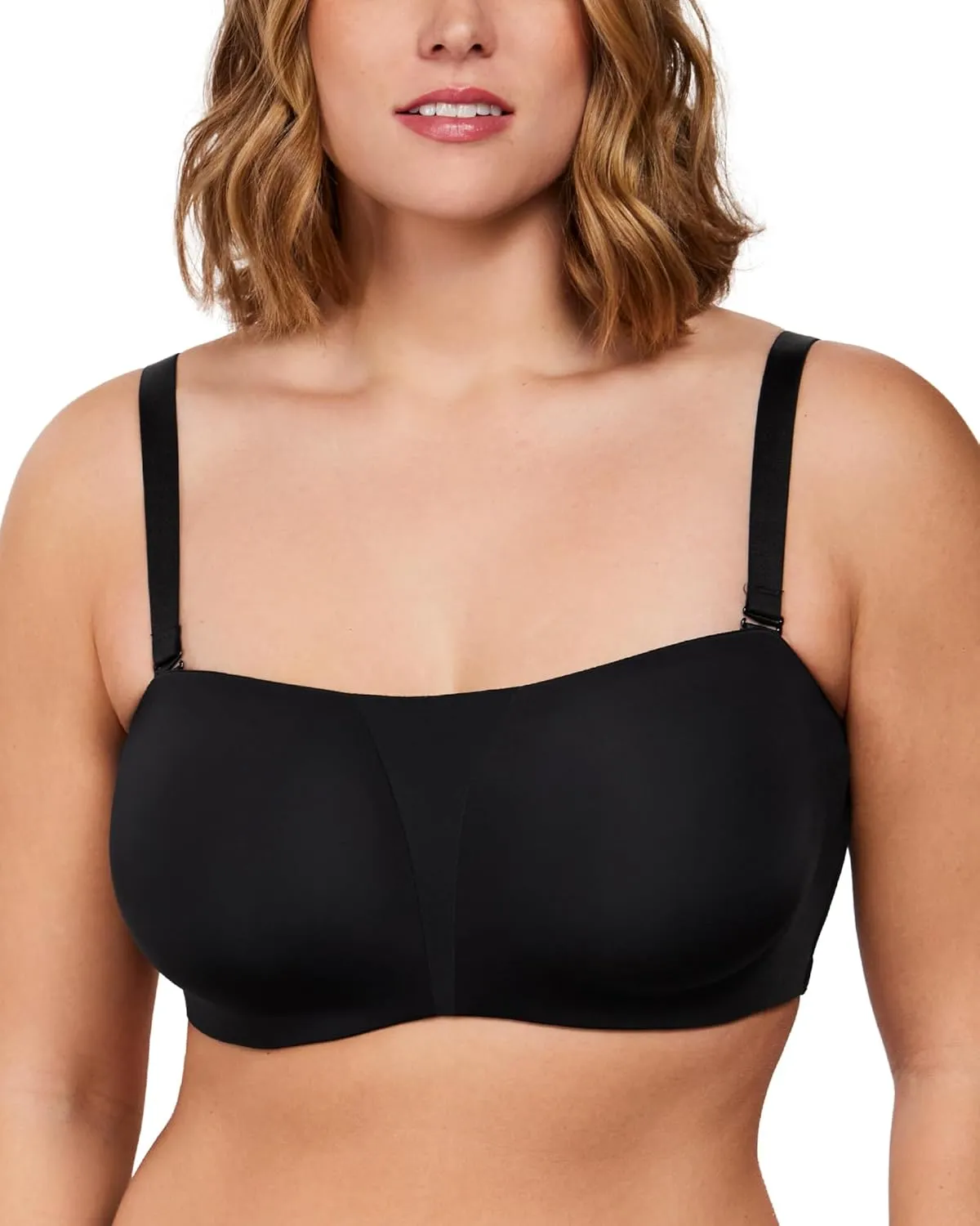 HSIA Strapless Bra for Big Bust Women, Plus Size Full Coverage Bandeau Fiery Bra Anti-Slip Underwire Support for Large Breast