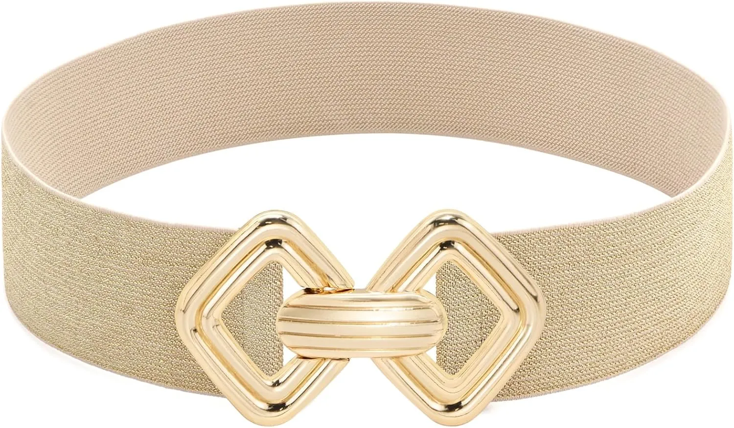 Initlove Women Wide Stretchy Waistband Gold Buckle Elastic Waist Belt for Dresses