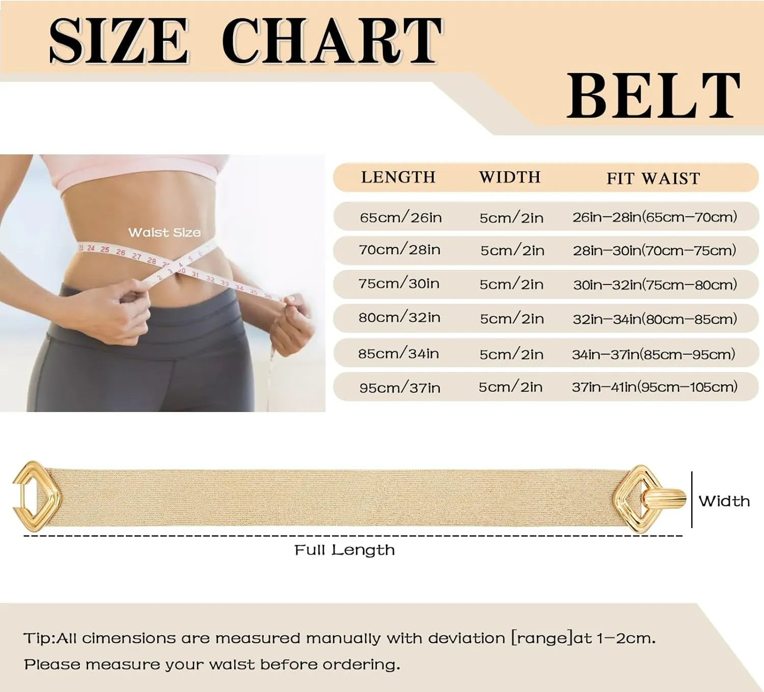 Initlove Women Wide Stretchy Waistband Gold Buckle Elastic Waist Belt for Dresses
