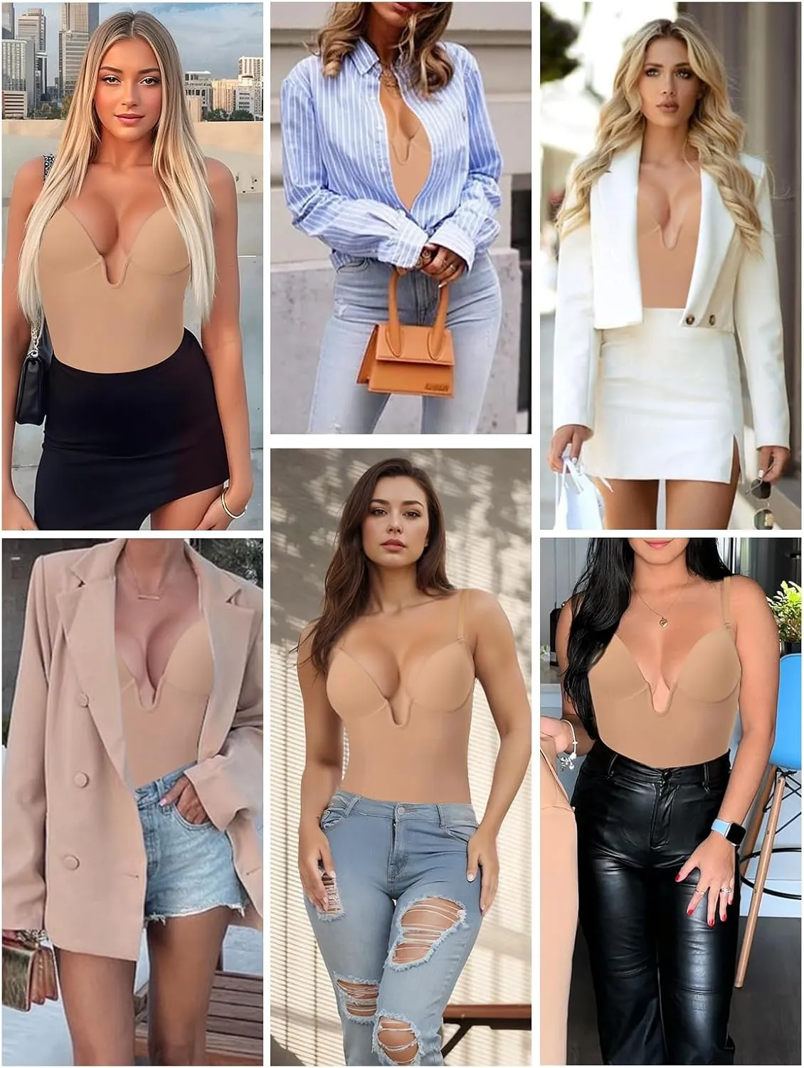 JOYSHAPER Bodysuit for Women Tummy Control Deep U Plunge Shapewear Backless Full Body Shaper Strapless Corset Body Suit Top