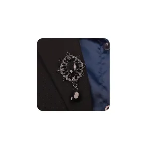 Kercisbeauty Suit Vintage Black Rhinestones Brooch for Men Women Special Occasion Sparkle Teardrop Brooches (Black)