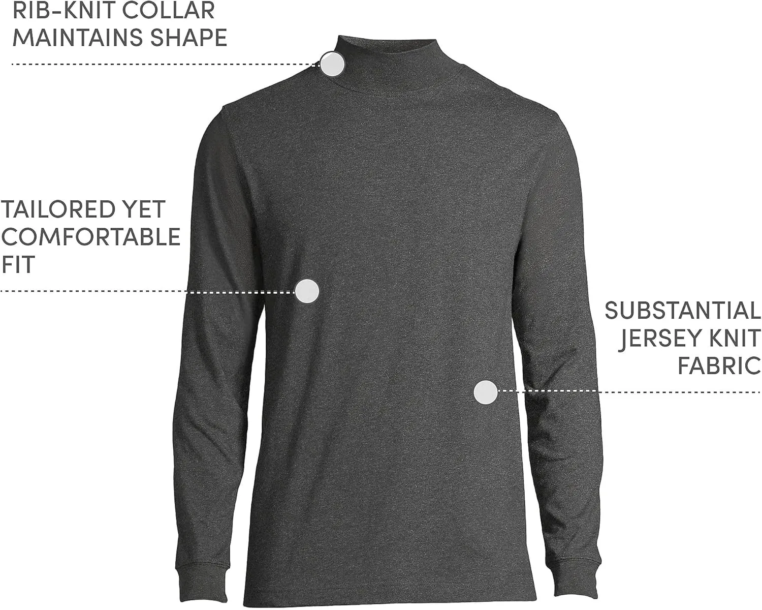 Lands' End Men's Super-T Cotton-Blend Mock Turtleneck Shirt