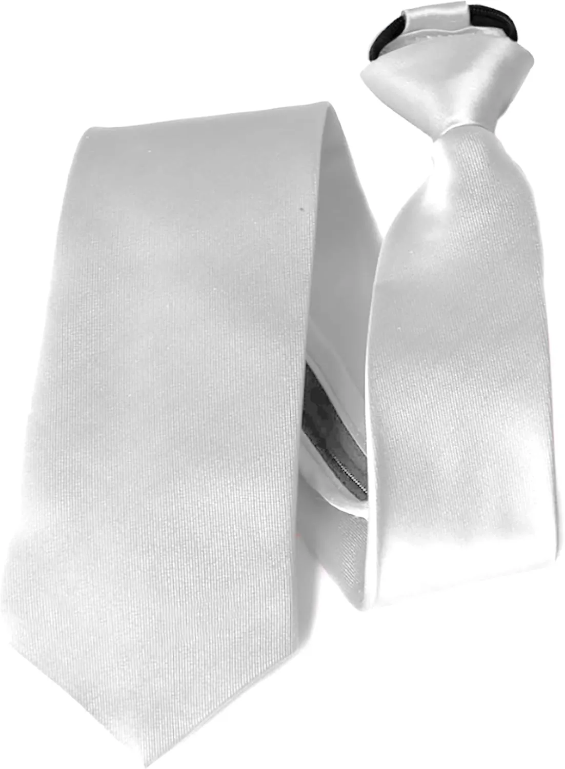 Moda Di Raza Ties For Men, Alternative to Clip On, Woven Microfiber Satin Silk Finish, Zipper Necktie For Adult and Boys