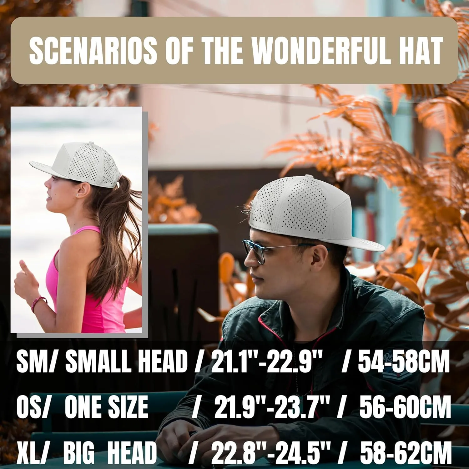 Performance Snapback Hats for Men Women,Flat Bill Cap,Golf,Running,Workout