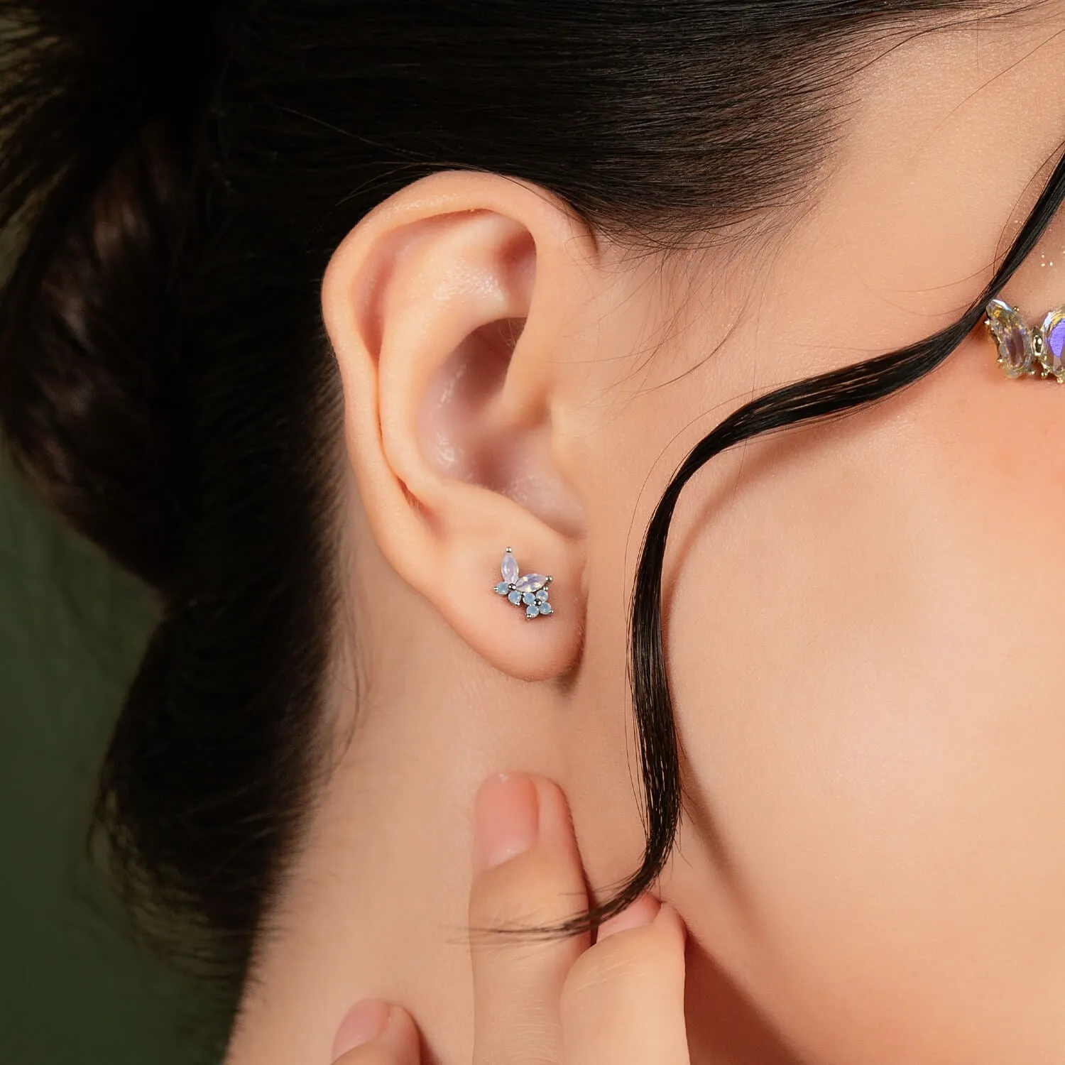 Silver Cho Butterfly Studs