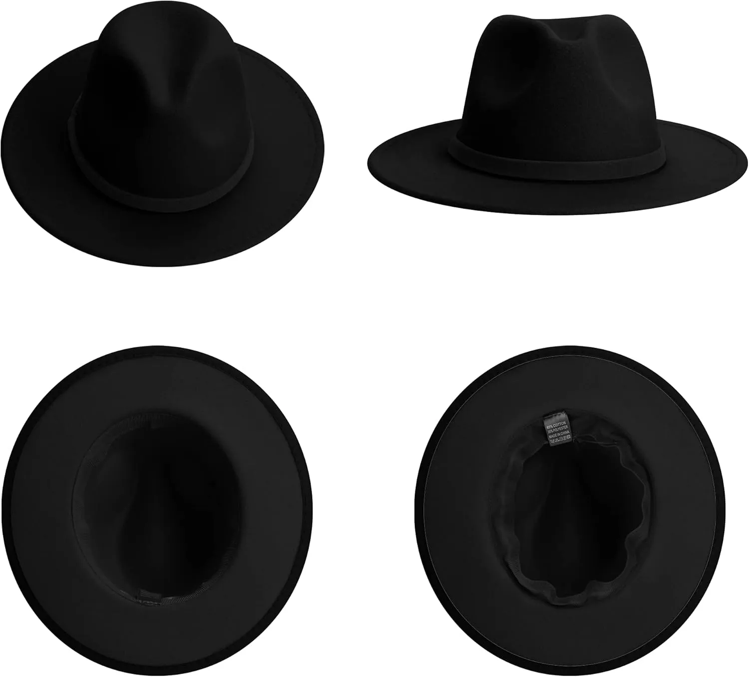 Wide Brim Fedora Hats for Women & Men Classic Dress Panama Hat Adjustable Felt Hat with Band