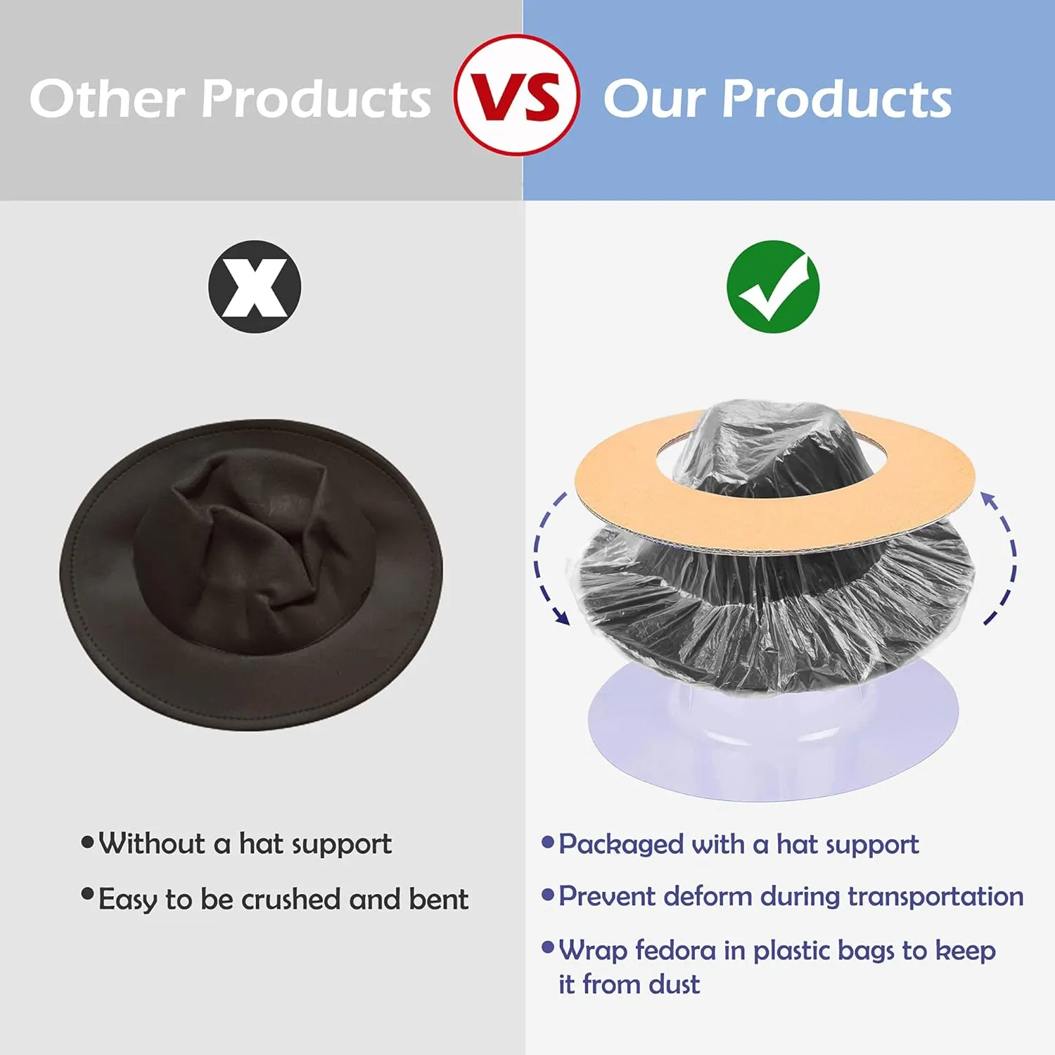 Wide Brim Fedora Hats for Women & Men Classic Dress Panama Hat Adjustable Felt Hat with Band
