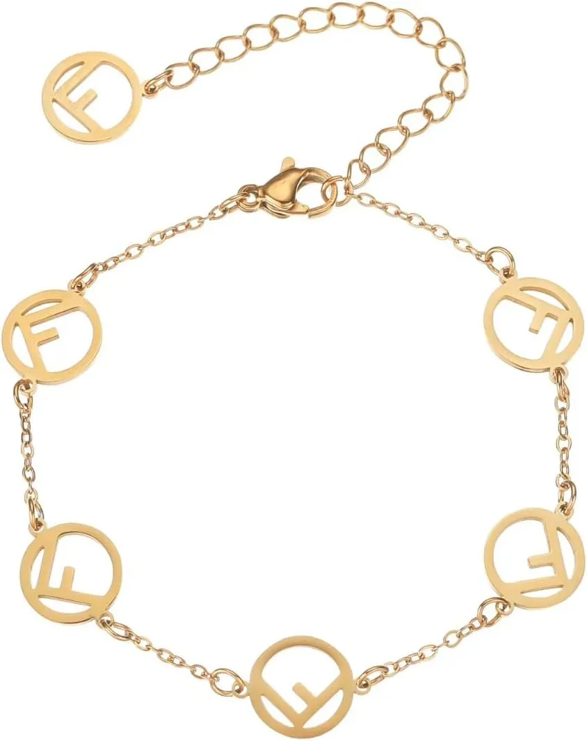 Women's 18K gold letter F bracelet Personalized CZ jewelry Suitable for daily, party or special occasion fashion jewelry gifts