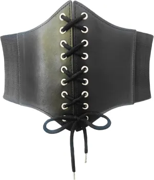 Women's Lace-Up Corset Waspie Wide Belt Retro Elastic Waist Tied for Ladies Halloween Costume