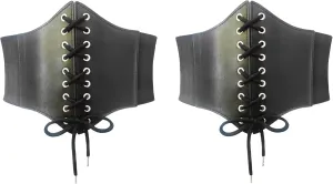 Women's Lace-Up Corset Waspie Wide Belt Retro Elastic Waist Tied for Ladies Halloween Costume