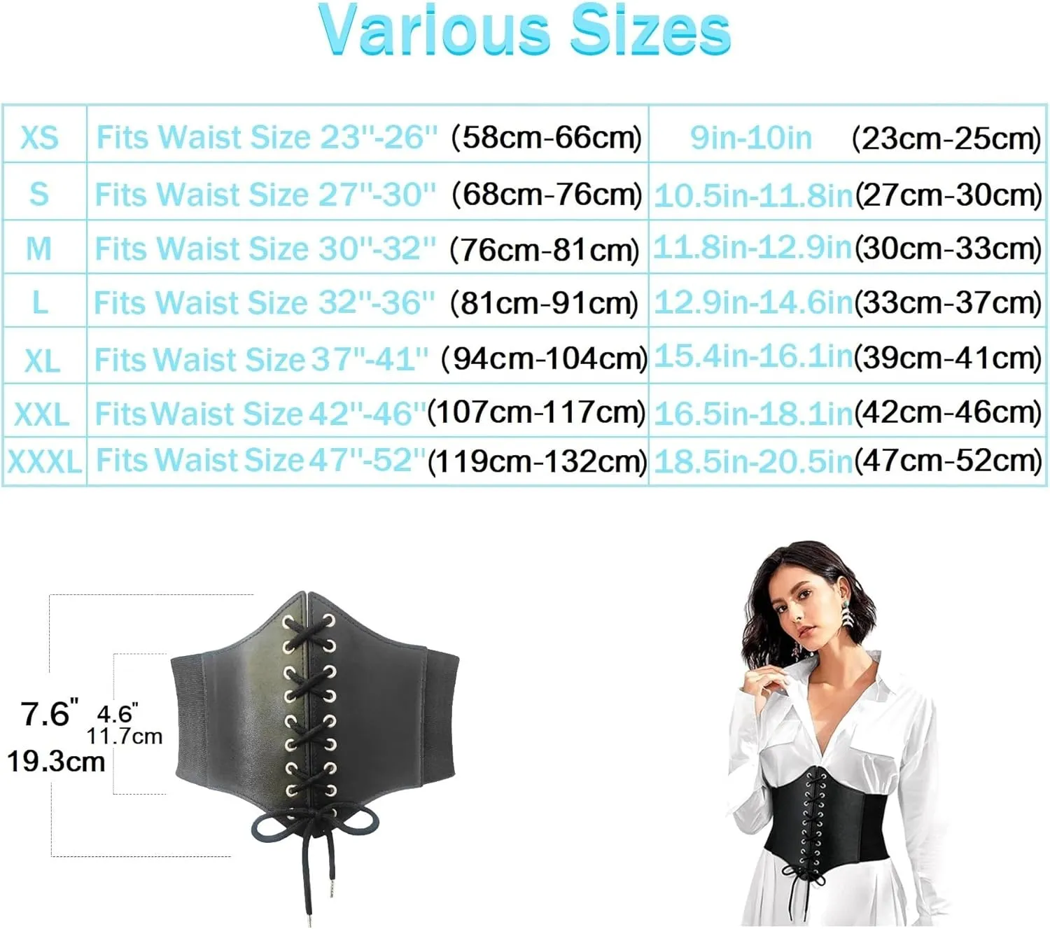 Women's Lace-Up Corset Waspie Wide Belt Retro Elastic Waist Tied for Ladies Halloween Costume
