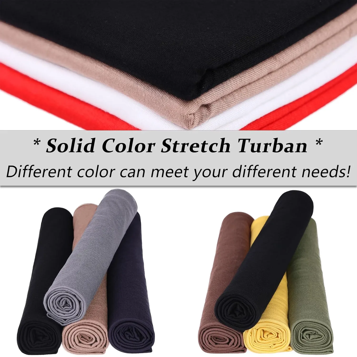 XTREND 1 Piece Stretch Head Wrap Jersey Turban Fashion Neck Sleeve Solid Color Extra Wide Turban Caps Soft Breathable African Headwrap for Women and Men (Army green)